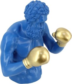 Statueta decorativa BOXER 50cm albastru/ auriu