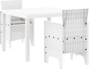 vidaXL Set de masă pentru grădină 3 pcs Alb Polipropilenă