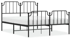 373904 vidaXL Cadru pat metalic cu tăblie de cap/picioare , negru, 135x190 cm