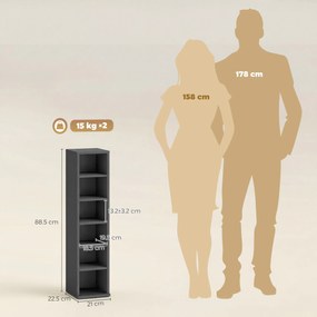 HOMCOM Set de 2 rafturi coloane dulap de depozitare CD-DVD 12 compartimente 21 x 22,5 x 88,5 cm capacitate 204 CD-uri negru | Aosom Romania