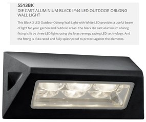 Aplica perete LED de exterior IP44 Down 5513BK SRT