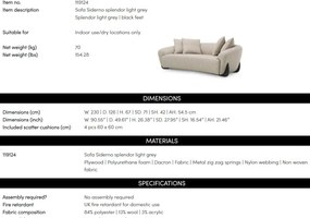 Canapea design LUX Siderno, Splendor gri deschis