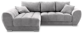 Colțar extensibil cu tapițerie de catifea și șezlong pe partea stângă Windsor & Co Sofas Nuage, gri deschis