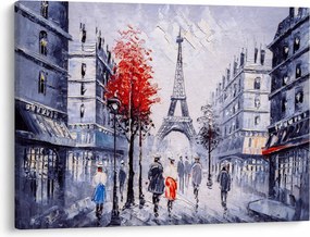 Tablou - Străzi din Paris, pictură în ulei (70x50 cm)