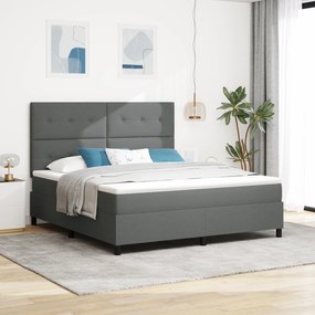 vidaXL Pat cu saltea cu arcuri și LED - Gri închis, 180 x 200 cm, țesătură
