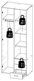 Șifonier alb 78x200 cm Space – Tvilum