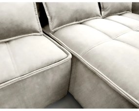 Colțar bej extensibil/cu spațiu de depozitare cu tapițerie din catifea (cu colț pe partea dreaptă/cu șezlong) Campo – ELTAP