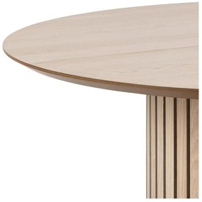 Masă de dining rotundă cu blat cu aspect de lemn de stejar ø 120 cm Linley – Actona