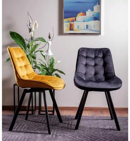 Scaun rotativ Monti velvet mustariu/negru Blu68