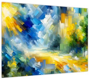 Tablou pe sticlă - Zi însorită abstractă (70x50 cm)