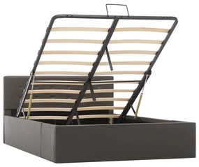 285524 vidaXL Cadru pat hidraulic cu ladă gri 120x200 cm, piele ecologică
