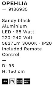 Lustra LED CCT moderna cu telecomanda OPEHLIA negru
