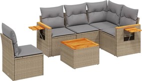 vidaXL Set canapele de grădină cu perne, 6 piese, bej, poliratan