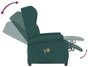 Fotoliu electric rabatabil masaj spatar aripi verde textil 1, Morkegronn
