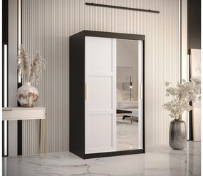 Dulap de haine Riven 2 100 (negru mat + alb mat) (cu oglindă). 1064167