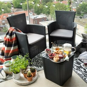 Scaun de grădină Iowa, culoare grafit, cu pernă gri deschis