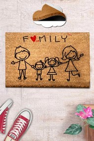 Covoras Intrare Coco Nuclear Family, 40x60 cm, Fibre de Cocos