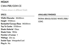 Aplica de perete sau tavan LED, Noah C1814-PBR/GSW-CE HVL