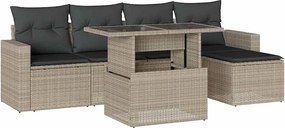 vidaXL Set canapele de grădină cu perne, 6 piese gri deschis poliratan