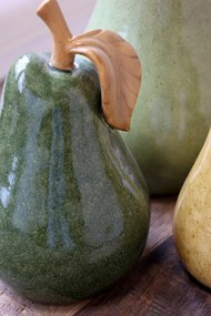 Decorațiune din ceramică în formă de pară verde închis, H13,5 cm, Ø9 cm