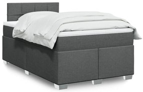 vidaXL Pat box spring cu saltea, gri închis, 120x200 cm, textil