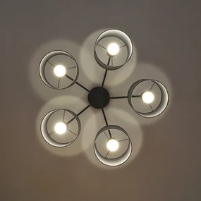 Lustră aplicată ALBA, 5x E27, 15W, 230V, gri