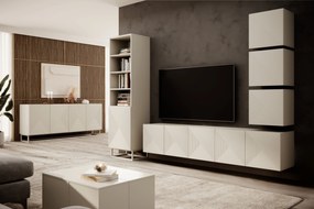 Comodă TV suspendată Asha 200 cm, partea frontală riflat – cashmere