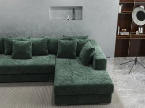 Colțar extensibil dumonde cu ladă de depozitare si sezut confortabil din spuma high-density, Gloria Euphoria Green II 320x183 cm