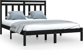 vidaXL Cadru de pat King Size, negru, 150x200 cm, lemn masiv
