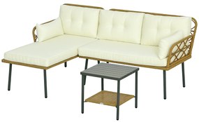 Outsunny Set de Mobilier de Terasa din 3 Piese cu Canapea Sofa | Aosom Romania