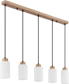 Globo 15977-5H - Lustră suspendată pe cablu ROWENA 5xE27/60W/230V stejar/alb