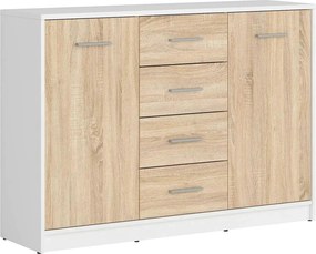 Comoda NEPO PLUS, stejar sonoma/alb, PAL, 119x34x84 cm