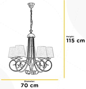 Lustră pe lanț ONLI POMPEI 5xE14/6W/230V bronz