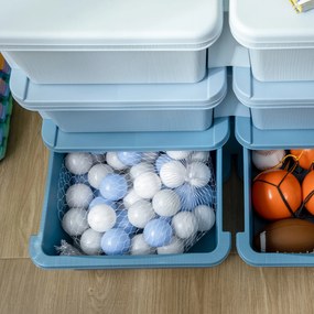 HOMCOM Comodă 6 Sertare pentru Copii cu Margini Rotunjite din PP Albastru | Aosom Romania