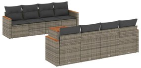 vidaXL Set canapele de grădină, 9 piese, cu perne, gri, poliratan