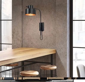Aplica de perete design vintage Faco negru, cupru