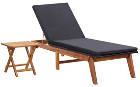 vidaXL Șezlong de plajă cu masă, poliratan și lemn masiv de acacia