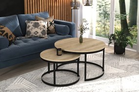 Măsuță de cafea 2in1 OKIN – 75x75x43 cm – Negru / Sonoma