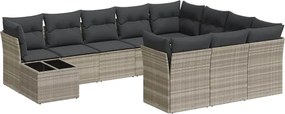 vidaXL Set canapele de grădină cu perne, 11 piese, gri, poliratan