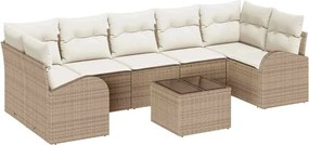 vidaXL Set de canapele pentru grădină cu pernă 8 pcs Bej și crem