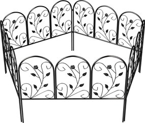 Outsunny Gard de grădină din metal 80 x 60 cm, set grilaj decorativ cu suport pentru grădină, paturi cu flori, barieră pentru animale, Negru | Aosom Romania