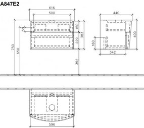Dulap baza suspendat cu blat sticla, Aveo Villeroy&amp;Boch, 61.6x44x40cm, alb lucios lacuit, A847E2GF