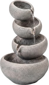 Outsunny Fântână de exterior din rășină, 4 niveluri, cu iluminare LED, aspect piatră 35 x 32 x 50 cm | Aosom Romania