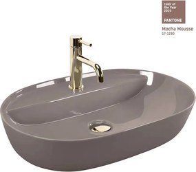 Lavoar pe blat Rea Aura oval 61 cm bej lucios