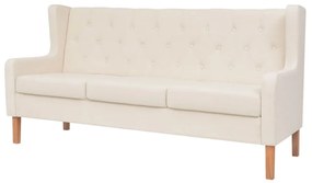 274929 vidaXL Set de canapele, 2 piese, material textil, alb crem