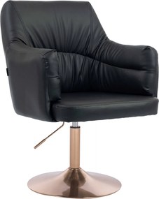 HR840N Scaun Negru Piele Ecologica cu Bază Aurie