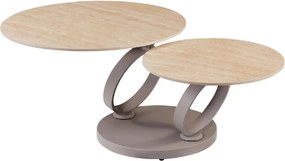 Masuta de cafea moderna cu doua blaturi rotative din ceramica DANCING RINGS 80-135cm