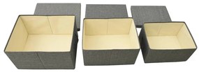 Set cutii depozitare stivuibile, 3 buc., antracit, tesatura Antracit, 1, Antracit, 1