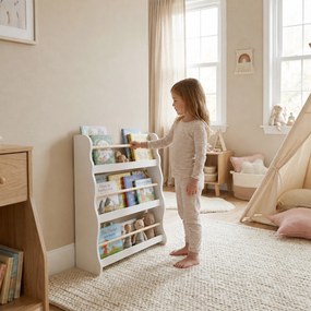 AIYAPLAY Bibliotecă Montessori pentru Copii 3-8 Ani, 3 Rafturi, 60x15x73 cm, pentru Cameră, Alb | Aosom Romania