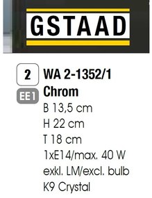 Aplica cromata design LUX cu cristal K9 Gstaad
